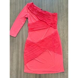 Gianni Bini One Shoulder Bodycon Bandage Dress Size XS Orange Coral
